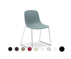 infiniti »PURE LOOP MONO« Sled gepolstert Designer-Stuhl AC30 Weiss matt lackiert / Echtleder Rot