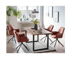 SalesFever »Lando-Sheffield« Esszimmergruppe Akazie cognac Esstisch 180x90 cm