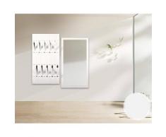 BlackWood »Piaforte weiss« Massivholz Design-Garderobe Spiegel / Weiss lackiert / 33 cm