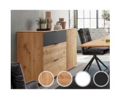 Massivholz »Lugano« Sideboard I mit Holzsockel Hobelschlag Front / Hobelschlag Front