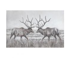 La Casa »2 Hirsche in schwarz weiss« Ölbild handbemalt 100x70 cm