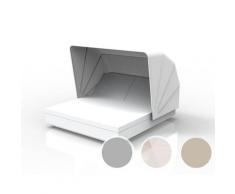 Vondom »VELA« Outdoor Daybed eckig mit 2 verstellbaren Rückenlehnen inkl. Faltdach Ecru mit Bezug Silvertex Ecru 0009 / Lackiert Hochglanz /