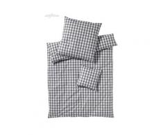 Elegante Perkal Bettwäsche »Quadro« Silber 7021-19 Bettwäsche 200x200 cm / 2x 80x80 cm