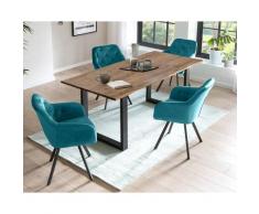 SalesFever »Layne-Fiona« Esszimmergruppe Akazie türkis Esstisch 160x90 cm