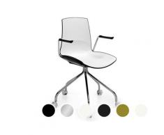 infiniti »NOW« Swivel Design-Stuhl mit Armlehne / AC30 weiss matt lackiert / Weiss/Hellblau