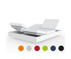 Vondom »VELA« Outdoor Daybed eckig mit 4 verstellbaren Rückenlehnen Lackiert Hochglanz / Ecru mit Bezug Silvertex Ecru 0009