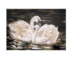La Casa »Zwei Schwäne auf dem Wasser« Ölbild handbemalt 140x70 cm auf Leinwand