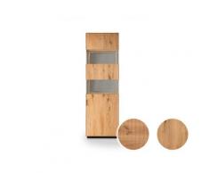 Massivholz »Lugano« Vitrine Hobelschlag Front / Rückwand schwarz lackiert / Anschlag rechts