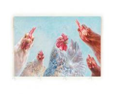 La Casa »5 Hühner bunt« Ölbild 100x70 cm