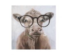 La Casa »Kuh mit Brille« Ölbild handbemalt 100x100 cm
