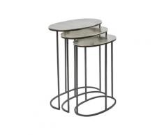 La Casa »Kelly« Beistelltisch 3-tlg. oval Nickel