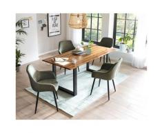 SalesFever »Lando-Leo« Esszimmergruppe Akazie grün Esstisch 180x90 cm