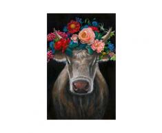 La Casa »Kuh mit Blumenschmuck« Ölbild handbemalt 90x140 cm