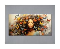 La Casa »Frau mit lockigen Schmetterling-Haaren« Ölbild handbemalt 140x70 cm