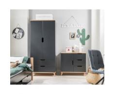 INFANSKIDS »Infanscolor« Kinderzimmer Kleiderschrank anthrazit – erhältlich in 8 Ausführungen