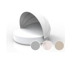 Vondom »ULM« Outdoor Daybed mit neigbarer Rückenlehne inkl. Faltdach White mit Bezug Silvertex White 4004 / Basic Matt / Sunvision Silver