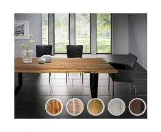 SIT Baumkante Massivholz Esstisch 26mm / 160x85 cm / nussbaumfarbig / Metall silbergrau