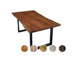 SIT Baumkante Massivholz Esstisch 26mm / 180x90 cm / natur / Metall silbergrau