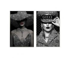 La Casa »Lady Diamant« Glasbilder mit Strassapplikation 20x30 cm 2er-Set gerahmt