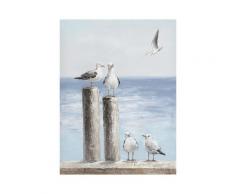 La Casa »4 Möwen am Strand« Ölbild handbemalt