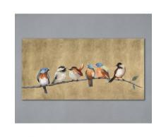 La Casa »Vögel auf einem Ast / Hintergrund gold« Ölbild handbemalt 50x100 cm auf Leinwand