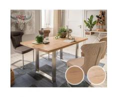 Massivholz »Oslo« Esstisch Turn Wildeiche Bianco geölt / Edelstahl Silber / 160x90 cm