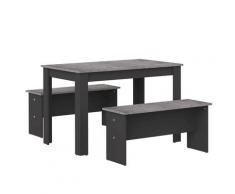 TemaHome »Nice« Esstisch mit zwei Bänken Schwarz Concrete