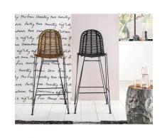SIT Rattan Vintage Barhocker Rattan schwarz lackiert
