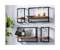 SIT »Panama« Wandregal Set 4-teilig Mangoholz mit Altmetall