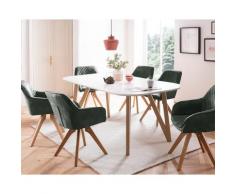 SalesFever »Aino-Mercur« Esszimmergruppe 5-teilig dunkelgrün/weiß Esstisch 180x90 cm