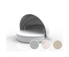 Vondom »ULM« Outdoor Daybed mit fester Rückenlehne inkl. Faltdach Ecru mit Bezug Silvertex Ecru 0009 / Lackiert Hochglanz / Sunvision Ecru