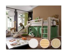 INFANSKIDS Halbhochbett inkl. Leiter und Rutsche II Kiefer natur lackiert