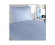 Elegante Mako-Satin Bettwäsche »Hamburger Streifen« Blau-Weiß 2460-02 Bettwäsche 155x220 cm / 80x80 cm