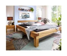 3S Frankenmöbel »Bella Notte II« Massivholz Bett mit Kopfteil Balken BE-0405 / 200x200 cm / Wildeiche