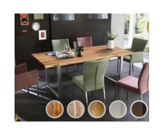 SIT Baumkante Massivholz Esstisch 26mm / 140x80 cm / nussbaumfarbig / Metall schwarz