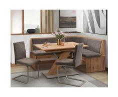 Schösswender »Inka« Eckbankgruppe I 147x187 cm / Gavin 03 beige / geschlossen / Rundecke / Appalachian Oak Dekor