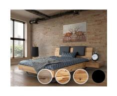 BlackWood »Dolce Vita II« Wildeiche Massivholzbett 180x220 cm / Wildeiche weiss / mit Kissen 2er-Set