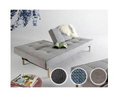 Innovation »Splitback« Klappsofa Styletto Helles Holz/Silber / 533 Bouclé Ash Grey