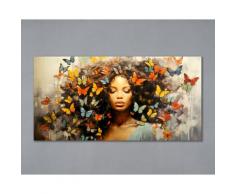 La Casa »Frau mit lockigen Schmetterling-Haaren« Ölbild handbemalt 140x70 cm auf Leinwand