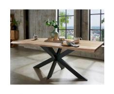 3S Frankenmöbel »Xenia I« Wildeiche Massivholz Esstisch TI-0175 / 200x100 cm / Gestell Doppel-X schwarz