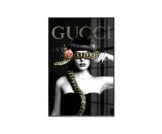 La Casa »Lady with Snake« Glasbild mit Strassapplikation 80x120 cm