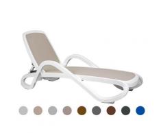 NARDI »Alfa« Gartenliege Kunststoff weiss 00 / Bezug blau 112