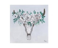 La Casa »Schädel mit Blumenschmuck II« Ölbild handbemalt 100x100 cm