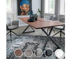 Massivholz »Thor« Akazie Baumkante-Tisch IV 180x90 cm / 25mm / Akazie grau gesandstrahlt / Metall vernickelt edelstahlfarbig gebürstet