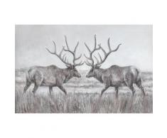 La Casa »2 Hirsche in schwarz weiss« Ölbild handbemalt 100x70 cm auf Leinwand