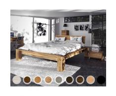 The Beds James Massivholz Bett hoch 1601 / 160x200 cm / Wildeiche weiss geölt / breit