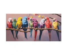 La Casa »9 bunte Papageien auf einem Blumenast« Ölbild handbemalt 120x60 cm