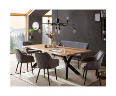 SalesFever »Saira-Freja-Finja« Esszimmergruppe Akazie Samt grau Esstisch 200x100 cm