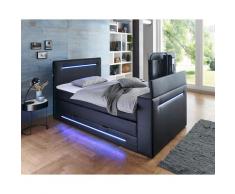 meise.möbel »Jupiter« Boxspringbett inkl. TV-Lift und Bettkasten in schwarz 180x200 cm / schwarz / Bonnell-Federkern inkl. Topper