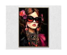 La Casa »Lady mit Sonnenbrille und Ketten« Ölbild gerahmt 90x120 cm gerahmt
